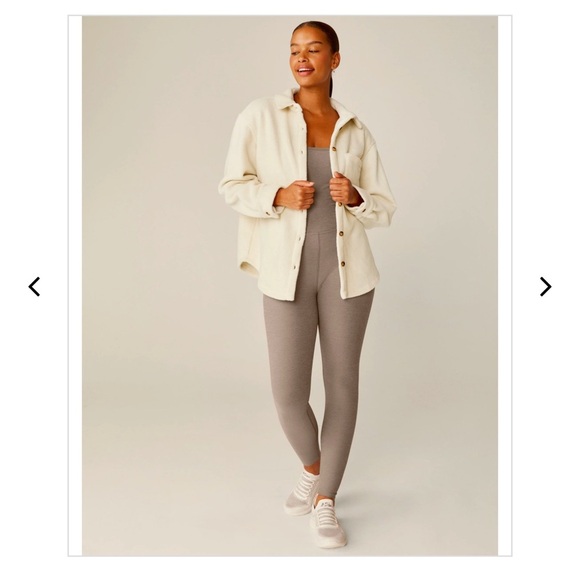 Beyond‎ Yoga Donni Polar Fleece Shirt Jacket cream color medium NWT - Picture 3 of 4